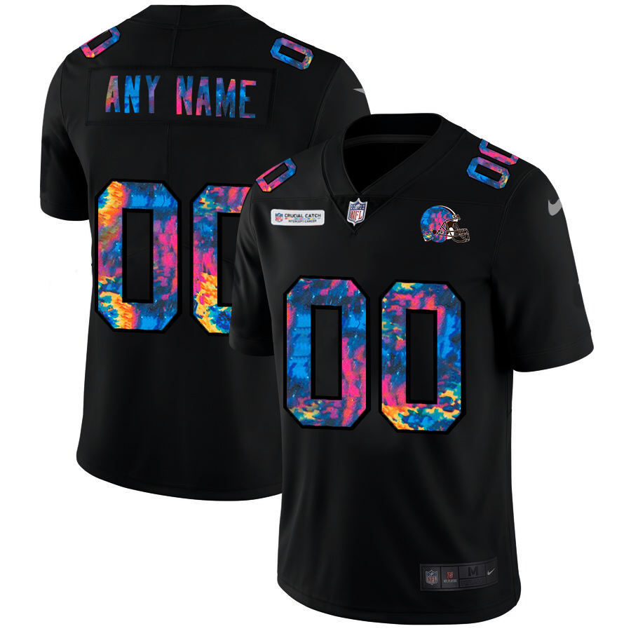 Cleveland Browns Custom Men Nike MultiColor Black 2020 NFL Crucial Catch Vapor Untouchable Limited Jersey